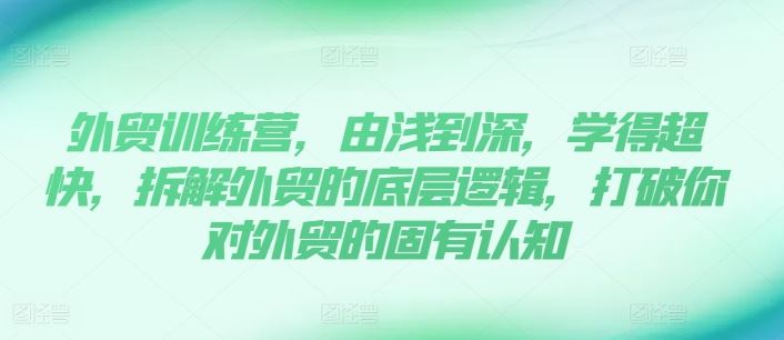 外贸训练营，由浅到深，学得超快，拆解外贸的底层逻辑，打破你对外贸的固有认知-网创资源站