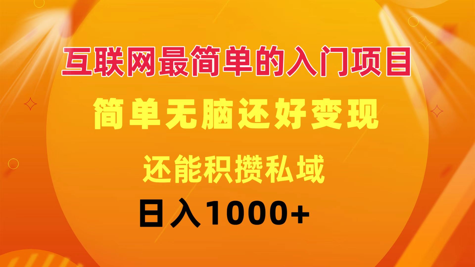 （11922期）互联网最简单的入门项目：简单无脑变现还能积攒私域一天轻松1000+-网创资源站