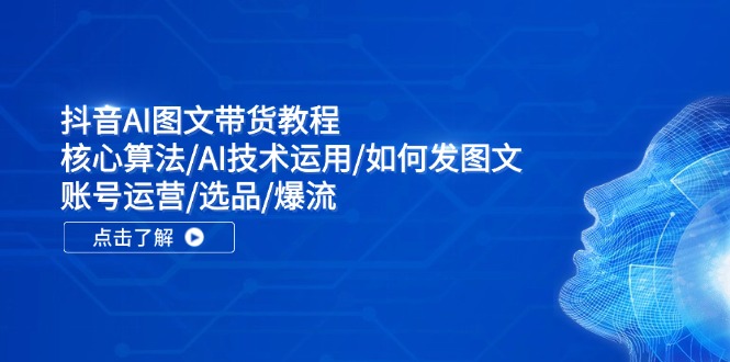 抖音AI图文带货教程：核心算法/AI技术运用/如何发图文/账号运营/选品/爆流-网创资源站