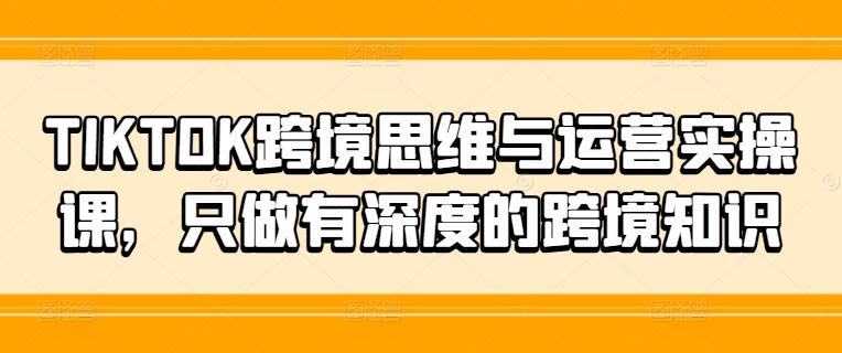 TIKTOK跨境思维与运营实操课，只做有深度的跨境知识-网创资源站