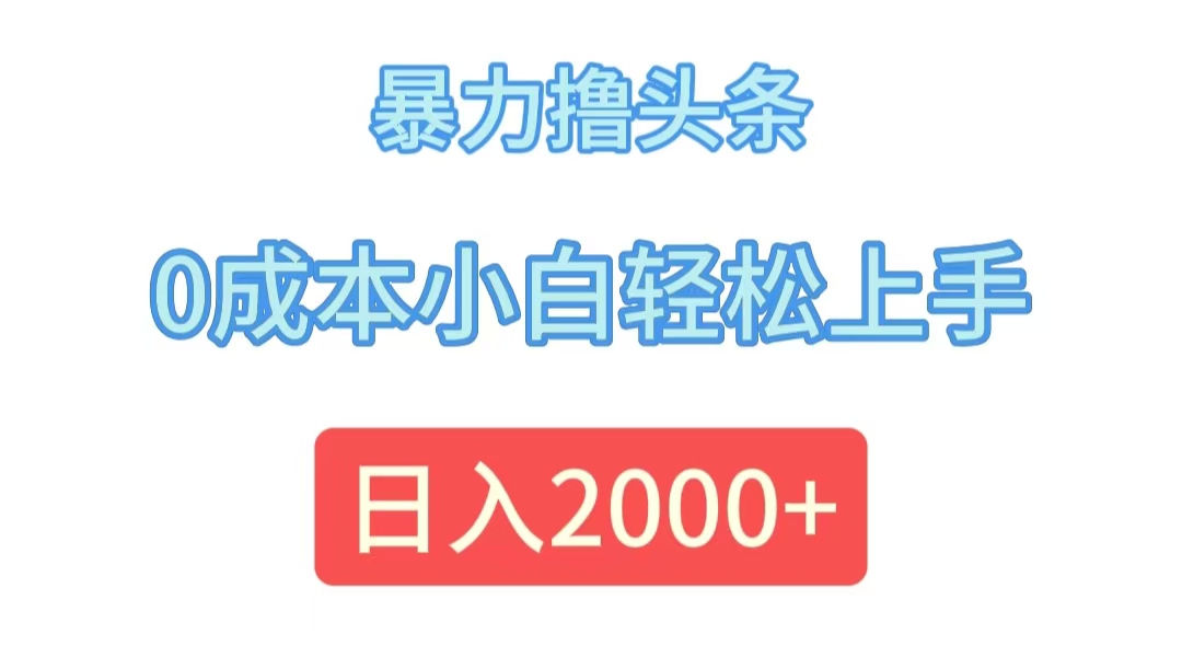（12068期）暴力撸头条，0成本小白轻松上手，日入2000+-网创资源站