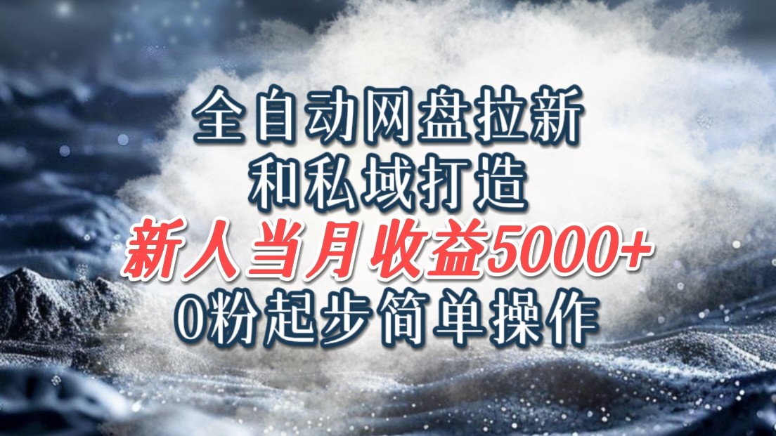 全自动网盘拉新和私域打造，0粉起步简单操作，新人入门当月收益5000以上-网创资源站