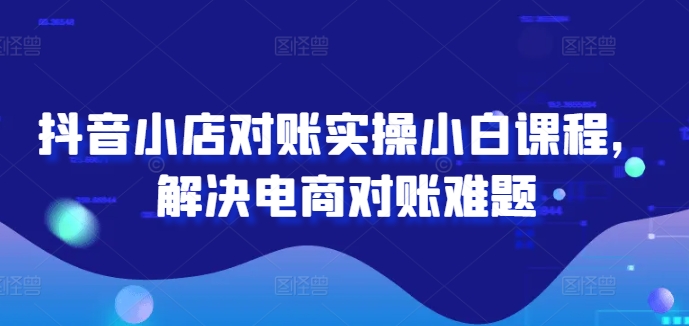 抖音小店对账实操小白课程，解决电商对账难题-网创资源站