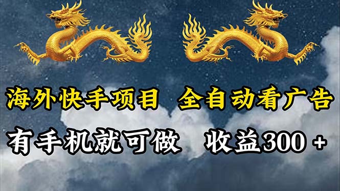 （12175期）海外快手项目，利用工具全自动看广告，每天轻松 300+-网创资源站
