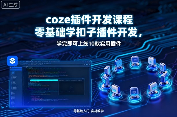 coze插件开发课程，零基础学扣子插件开发，学完即可上线10款实用插件-网创资源站