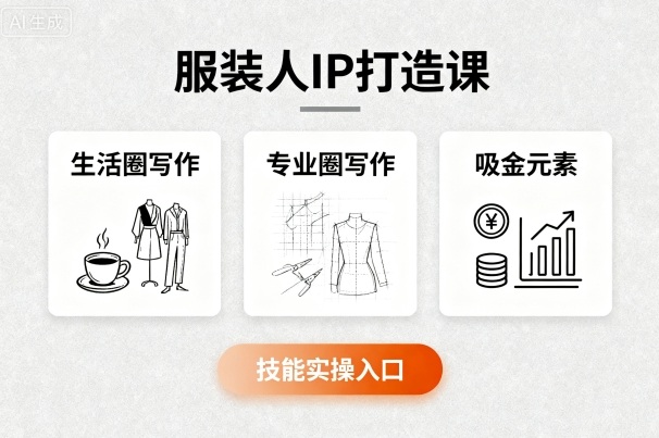 服装人IP打造课，文案创富+生活圈写作+专业圈写作+服装人专属+吸金元素+技能实操-网创资源站