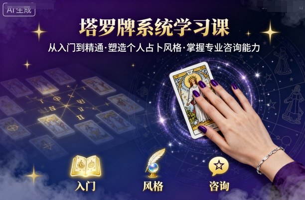 塔罗牌系统学习课，助你从入门到精通，塑造个人占卜风格，掌握专业咨询能力-网创资源站