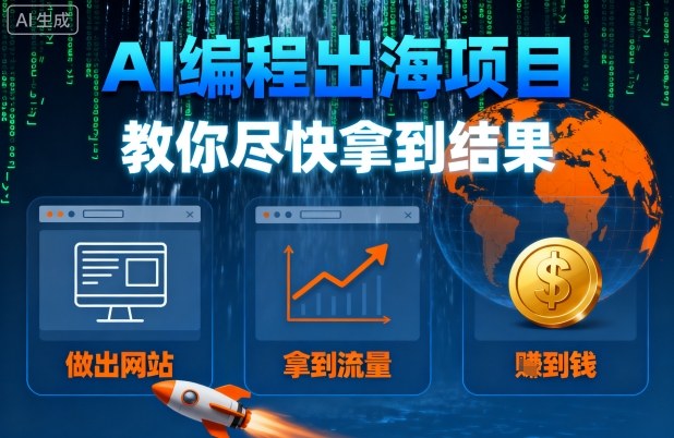 AI编程出海项目，教你尽快拿到结果-做出网站、拿到流量、賺到钱-网创资源站