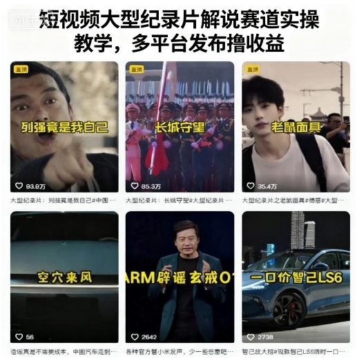 短视频大型纪录片解说赛道实操教学，多平台发布撸收益-网创资源站