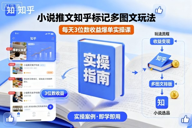 小说推文知乎标记多图文玩法，每天3位数收益爆单实操课-网创资源站