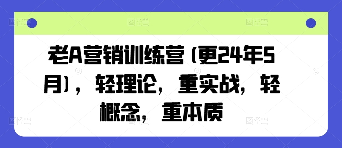 老A营销训练营(更25年10月)，轻理论，重实战，轻概念，重本质-网创资源站