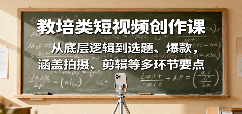 教培类短视频创作课：从底层逻辑到选题、爆款，涵盖拍摄、剪辑等多环节要点-网创资源站