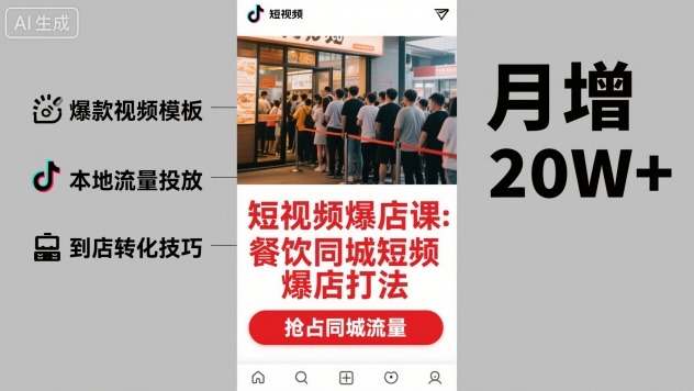 短视频爆店课，餐饮同城短视频爆店打法-网创资源站