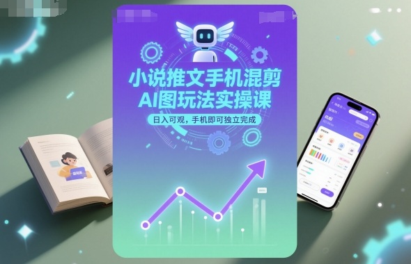 小说推文手机混剪AI图玩法实操课，日入可观，手机即可独立完成-网创资源站