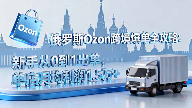 俄罗斯Ozon跨境爆单全攻略：新手从0到1出单，单店月均利润1.5万+-网创资源站