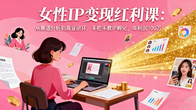 女性IP变现红利课：从赛道分析到商业闭环，手把手教IP孵化，年利润100万-网创资源站
