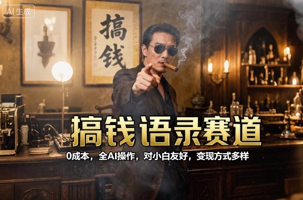 搞钱语录赛道，0成本，全AI操作，对小白友好，变现方式多样-网创资源站