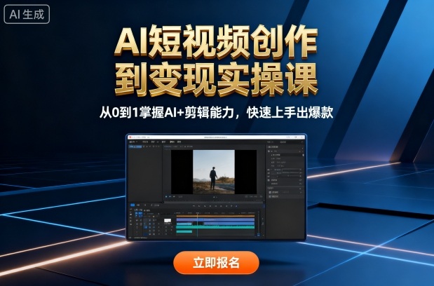 AI短视频创作到变现实操课，从0到1掌握AI+剪辑能力，快速上手出爆款(更新10月)-网创资源站