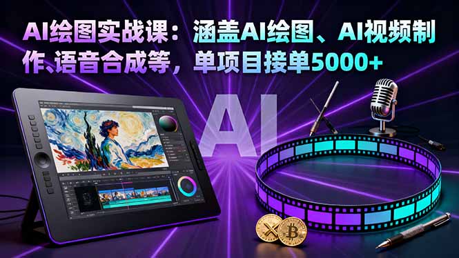 AI绘图实战课：涵盖AI绘图、AI视频制作、语音合成等，单项目接单5000+-网创资源站