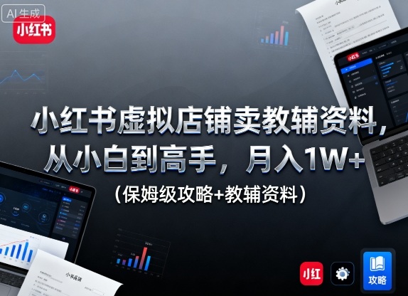 小红书虚拟店铺卖教辅资料，从小白到高手，月入1W+(保姆级攻略+教辅资料)-网创资源站