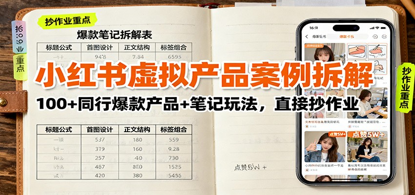 小红书虚拟产品案例拆解：100+同行爆款产品+笔记玩法，直接抄作业-网创资源站