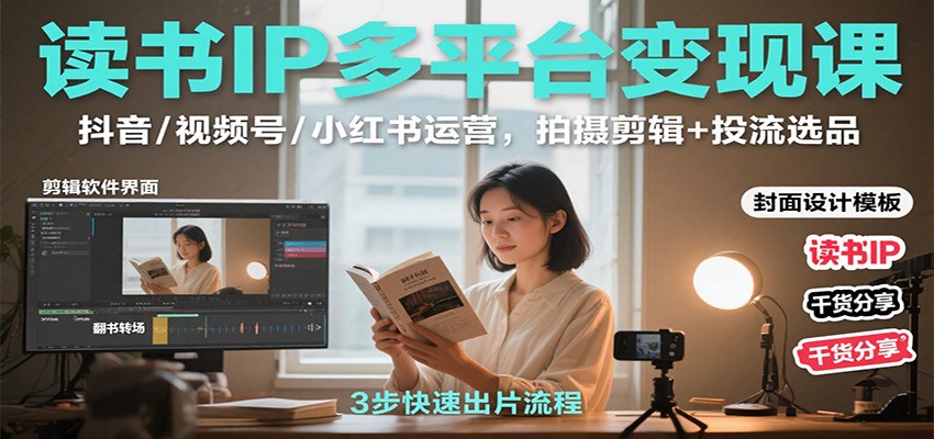 读书IP多平台变现课：抖音/视频号/小红书运营，拍摄剪辑+投流选品-网创资源站