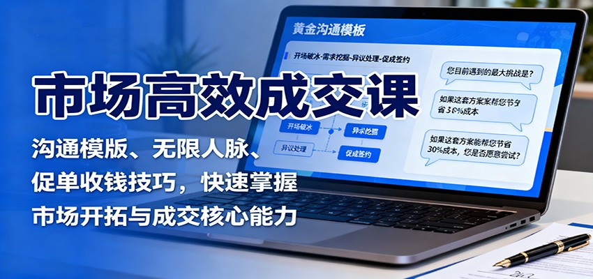 市场高效成交课：沟通模版、无限人脉、促单收钱技巧，快速掌握市场开拓与成交核心能力-网创资源站