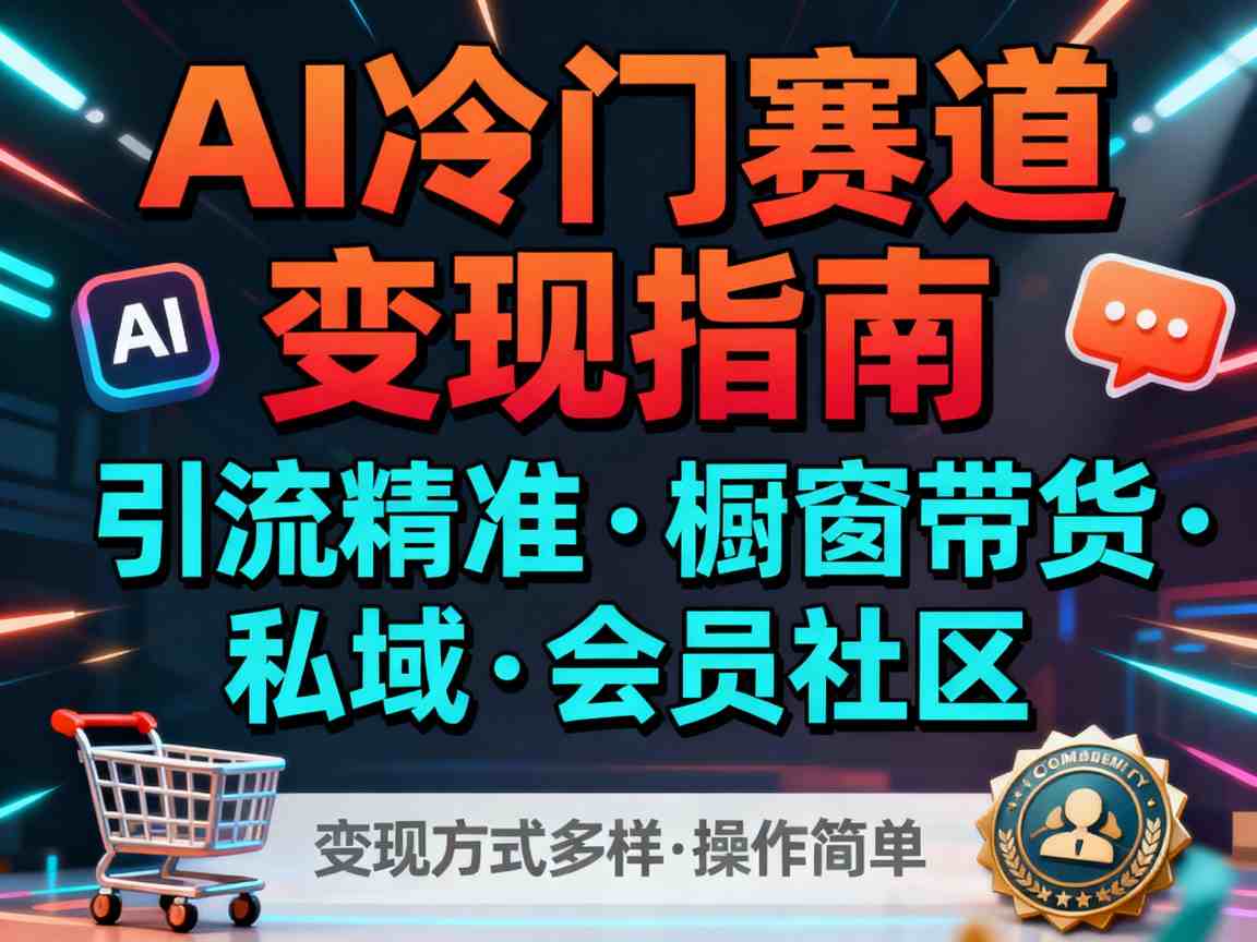 AI冷门赛道，引流精准，橱窗带货+私域+会员社区，变现方式多样，操作简单-网创资源站