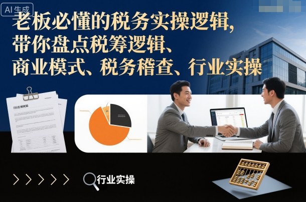 老板必懂的税务实操逻辑，带你盘点税筹逻辑、商业模式、税务稽查、行业实操-网创资源站