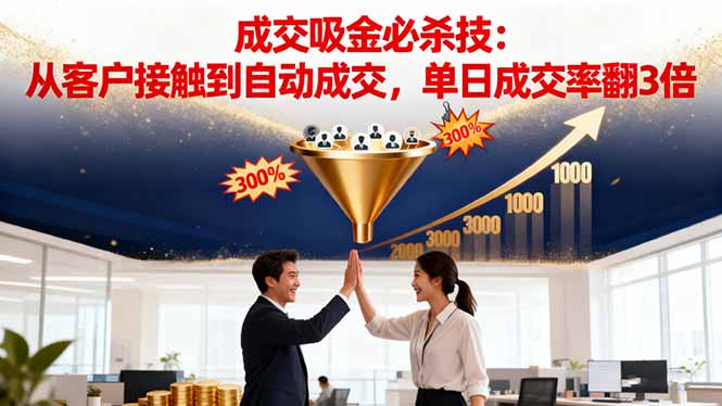 吸金成交营销必杀技：从客户接触到自动成交，单日成交率翻3倍-网创资源站