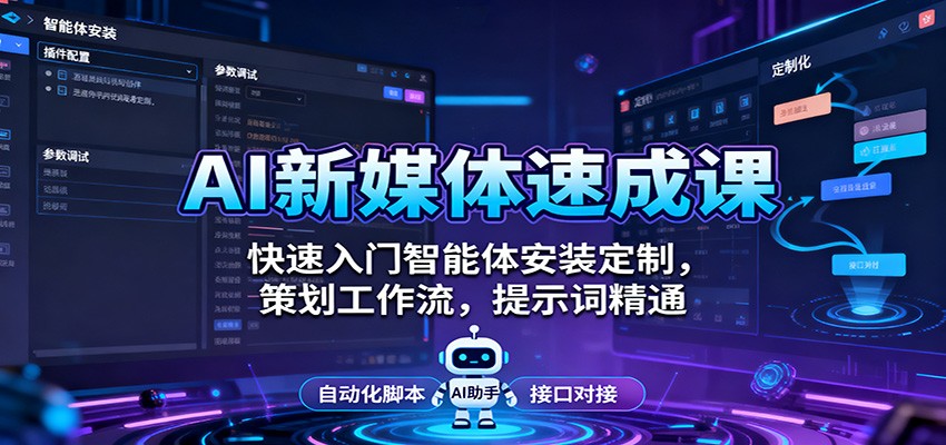 AI新媒体速成课：快速入门智能体安装定制，策划工作流，提示词精通-网创资源站