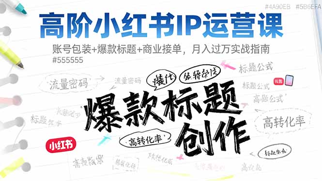 高阶小红书IP运营课：账号包装+爆款标题+商业接单，月入过万实战指南-网创资源站