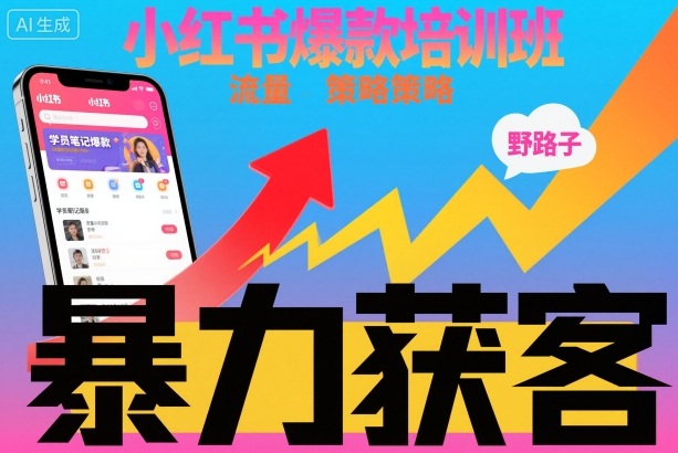 小红书爆款培训班，小红书获客野路子流量打法，暴力持续获客-网创资源站
