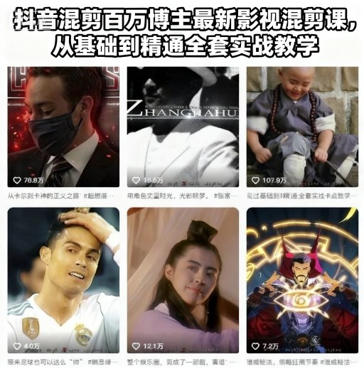 抖音混剪百万博主最新影视混剪课，从基础到精通全套实战教学(更新)-网创资源站