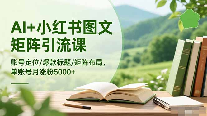 AI+小红书图文矩阵引流课：账号定位/爆款标题/矩阵布局/单账号月涨粉5000+-网创资源站
