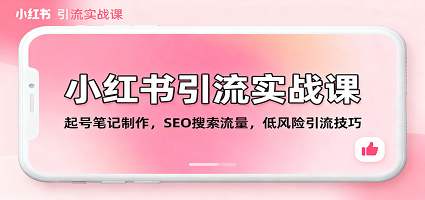 小红书引流实战课：起号笔记制作，SEO搜索流量，低风险引流技巧-网创资源站