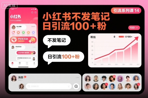 引流系列课14：小红书不发笔记日引流100+粉-网创资源站