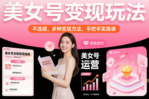 美女号变现玩法，不违规，多种变现方法，手把手实操课-网创资源站