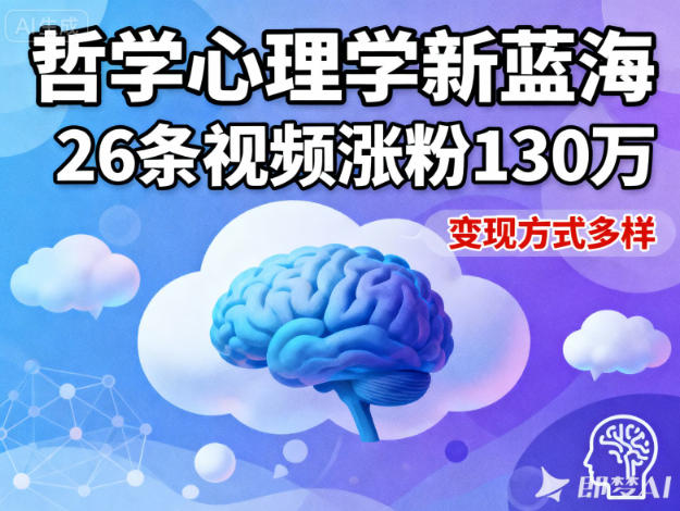 短视频新蓝海，哲学心理学赛道，26条视频涨粉130W，变现方式多样-网创资源站