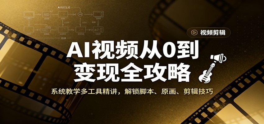 AI视频从0到变现全攻略，系统教学多工具精讲，解锁脚本、原画、剪辑技巧-网创资源站