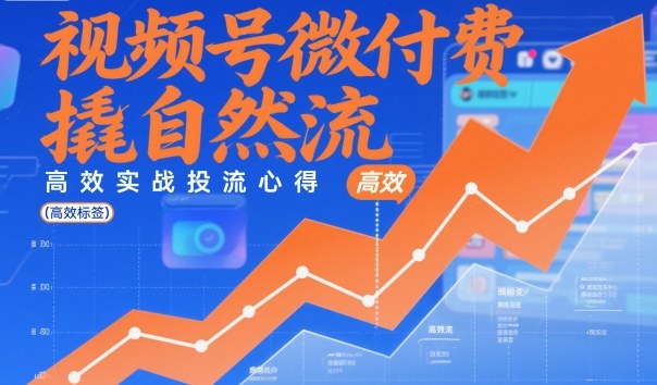 视频号微付费撬自然流，高效实战投流心得-网创资源站