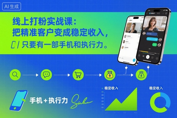 线上打粉实战课：把精准客户变成稳定收入，只要有一部手机和执行力-网创资源站