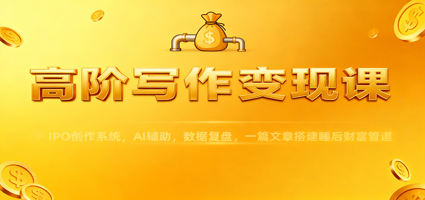 高阶写作变现课：IPO创作系统，AI辅助，数据复盘，一篇文章搭建睡后财富管道-网创资源站