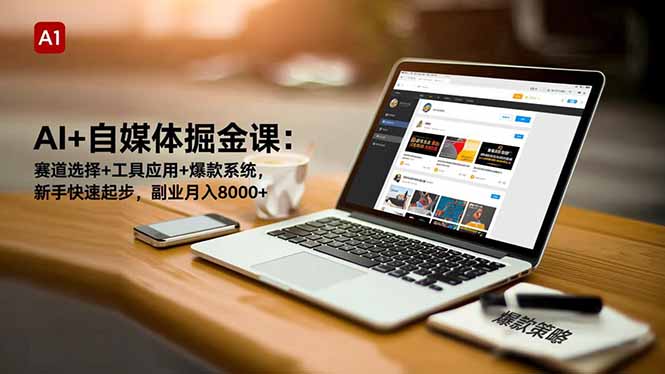 AI+自媒体掘金课：赛道选择+工具应用+爆款系统，新手快速起步，副业月入8000+-网创资源站