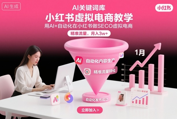 小红书虚拟电商项目，用AI+自动化在小红书做SEO虚拟电商，精准流量，月入3w+-网创资源站