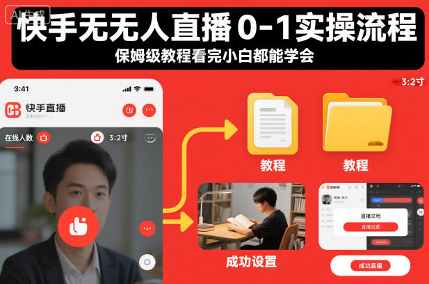 快手无人直播0-1实操流程，保姆级教程看完小白都能学会-网创资源站