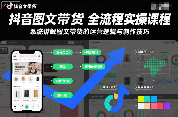 抖音图文带货全流程实操课程，系统讲解图文带货的运营逻辑与制作技巧-网创资源站