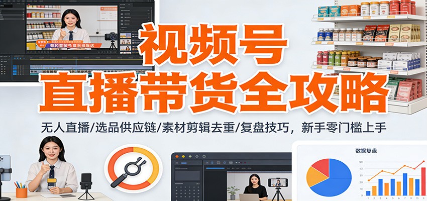 视频号直播带货全攻略：无人直播/选品供应链/素材剪辑去重/复盘技巧，零门槛上手-网创资源站