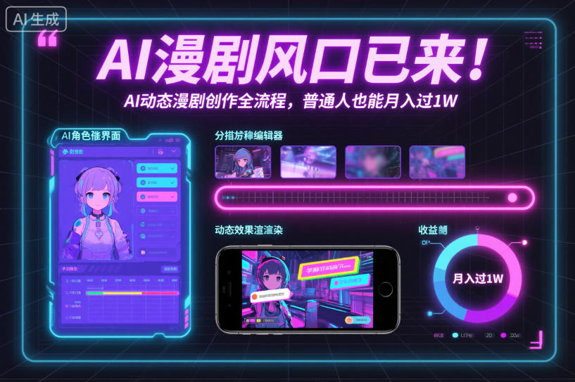 AI漫剧风口已来！AI动态漫剧创作全流程，普通人也能月入过1W-网创资源站