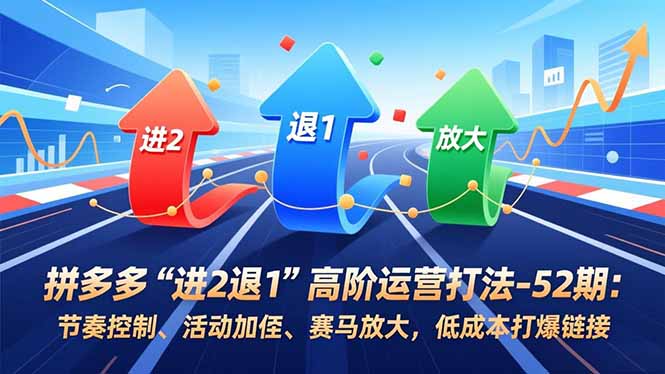 拼多多“进2退1”高阶运营打法-52期：节奏控制、活动加权、赛马放大，低成本打爆链接-网创资源站